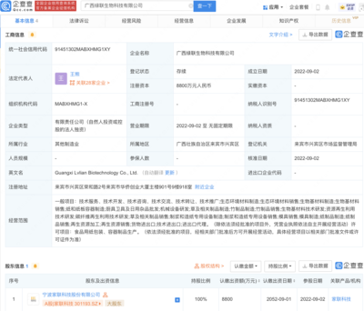 家聯(lián)科技8000萬成立新公司,經(jīng)營(yíng)范圍含生物基材料制造